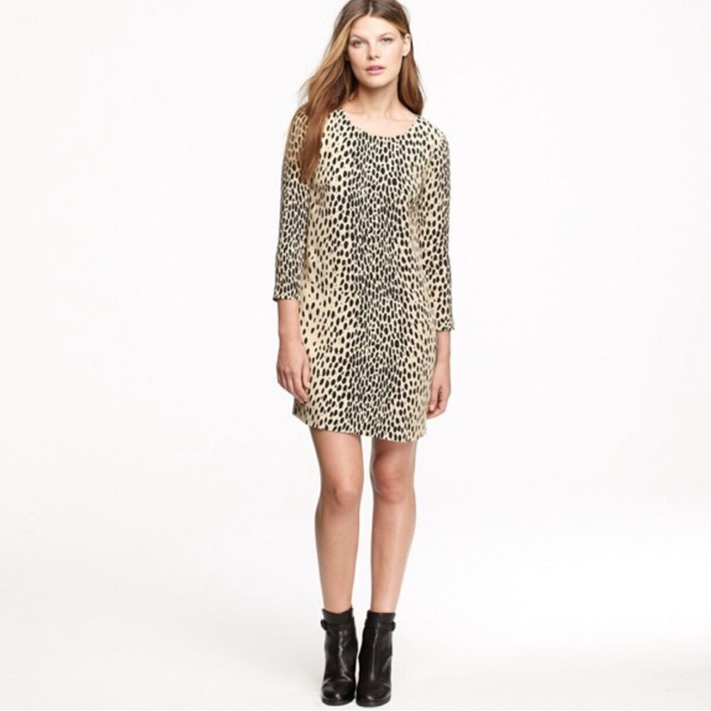 J. Crew Leopard Print Shift Dress Sz 10 Gently Loved